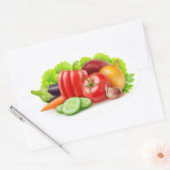 新鮮な野菜 楕円形シール (封筒)