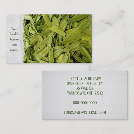 新鮮な雪のエンドウ 名刺 (正面/裏面)