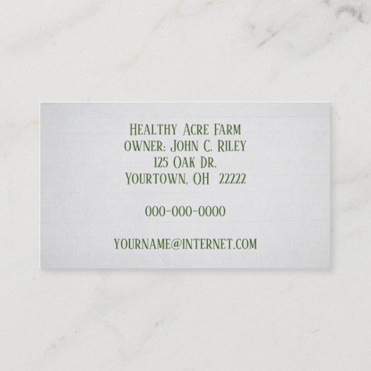 新鮮な雪のエンドウ 名刺 (裏面)