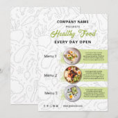 新鮮な食品・健康食品のケータリングレストランメニュー メニュー (正面/裏面)