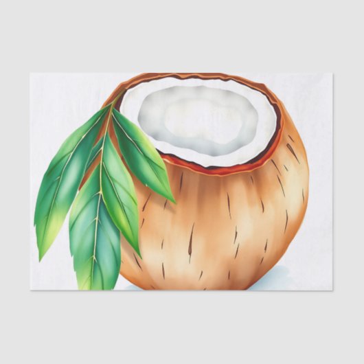 新鮮な鮮やかと水の色ココナッツの白 薄葉紙 (正面)