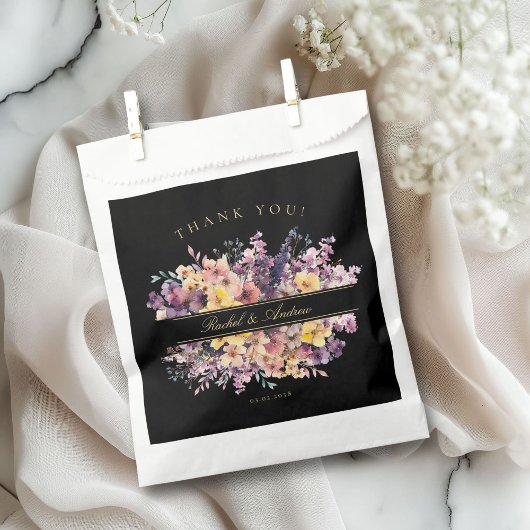 新鮮な、野の花の花束、手書き結婚、 フェイバーバッグ