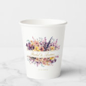 新鮮な、野の花の花束、手書き結婚、 紙コップ (裏面)