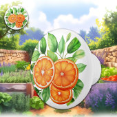 新鮮やかしい皮をむいたオレンジの切り身の静止ライフ セラミックノブ