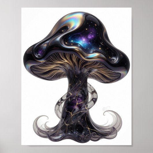 新鮮シルバーSPACE+MUSHROOMカスタムデザイン ポスター (正面)