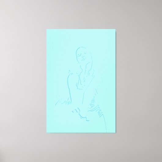 新鮮水彩ラインアート踊り女性 キャンバスプリント (正面)