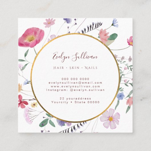 新鮮野花金ゴールド円名刺 スクエア名刺 (裏面)