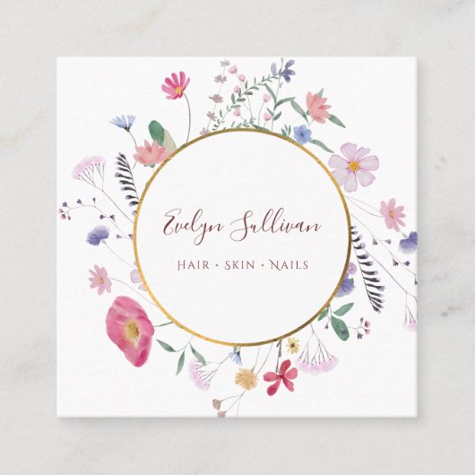 新鮮野花金ゴールド円名刺 スクエア名刺 (正面)