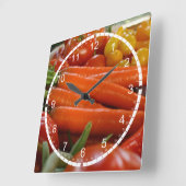 新鮮野菜の収穫 スクエア壁時計 (傾斜)
