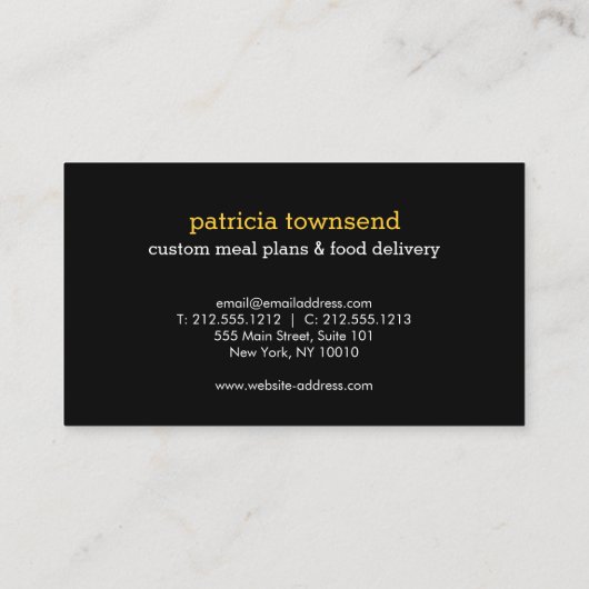 新鮮野菜ケータリングまたはシェフII名刺 名刺 (裏面)