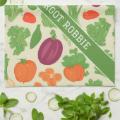 新鮮野菜フローラカラフル模様 キッチンタオル (折り畳み)