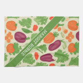 新鮮野菜フローラカラフル模様 キッチンタオル (横)