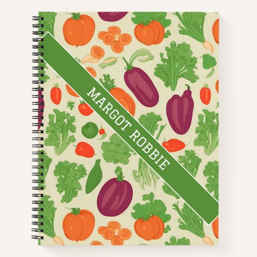 新鮮野菜フローラカラフル模様 ノートブック (正面)