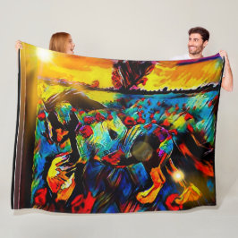 新鮮馬01-01 フリースブランケット