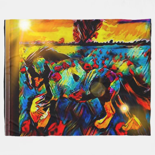 新鮮馬01-01 フリースブランケット (正面(横))