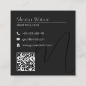 新鮮黒ミニマルQRコモダンード スクエア名刺 (裏面)