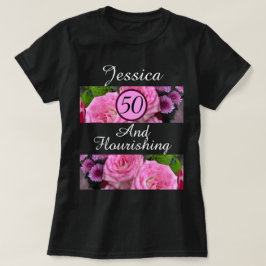 新50と繁栄ピンクの花名前をカスタムする Tシャツ