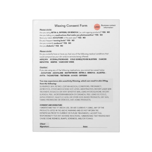 *新*スパサロンWAX同意型枠メモ帳 ノートパッド (回転)