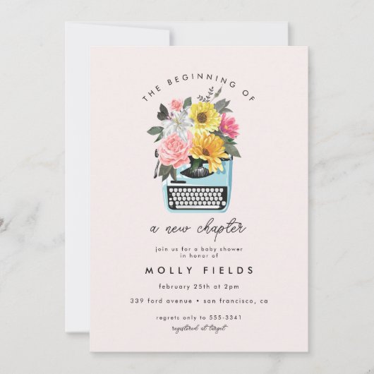 新・章文芸家書の赤ちゃんシャワー 招待状 (正面)