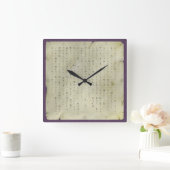 方丈記による"無常"の壁時計 (古紙) スクエア壁時計 (ホーム)