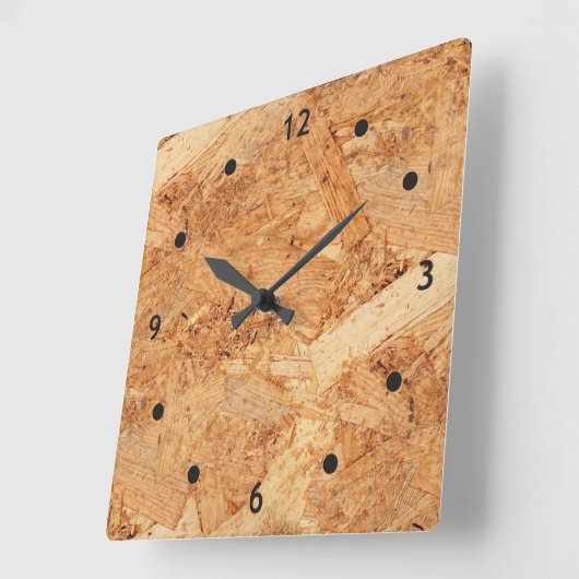 方向づけられた繊維板- OSBの継ぎ目が無いパターン スクエア壁時計 (傾斜)
