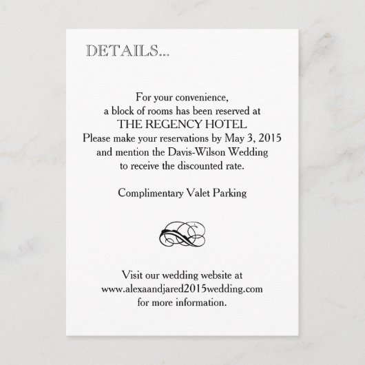 方向と詳細カードの挿入 ポストカード (正面)