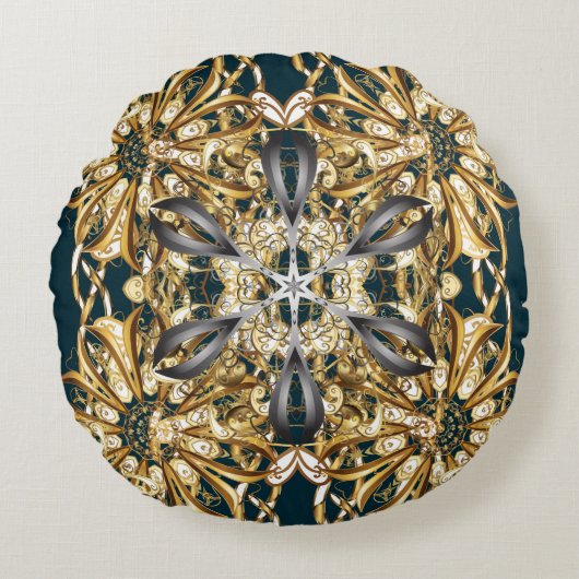 方向伝統的オーナメント。クラシックヴィンテージ ラウンドクッション (正面)