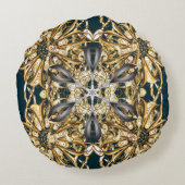 方向伝統的オーナメント。クラシックヴィンテージ ラウンドクッション (裏面)