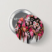 方向転換、溶ける花パターン 缶バッジ (正面&裏面)