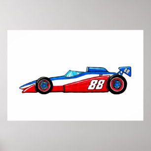 方式1のレースカーのプリントのイラストレーション ポスター