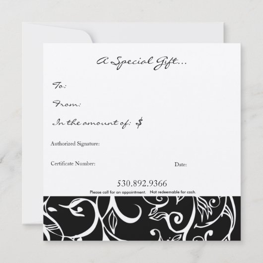 方形のギフト券 (裏面)