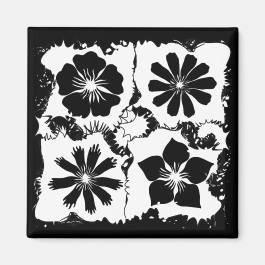 方形の花 マグネット (正面)