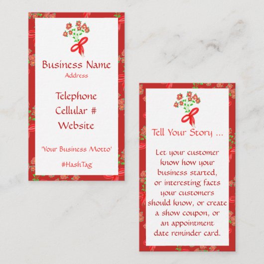 方法とフェミニンフローラかわいらし名刺 名刺 (正面/裏面)