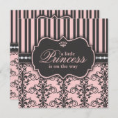 方法ピンクの黒のベビーシャワーの小さいプリンセス 招待状 (正面/裏面)