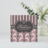 方法ピンクの黒のベビーシャワーの小さいプリンセス 招待状 (スタンド正面)