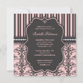 方法ピンクの黒のベビーシャワーの小さいプリンセス 招待状 (裏面)