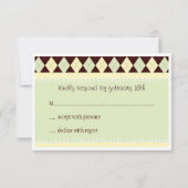 方法RSVPカードの中立緑のアーガイル柄のなベビー 出欠カード (裏面)