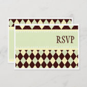 方法RSVPカードの中立緑のアーガイル柄のなベビー 出欠カード (正面/裏面)