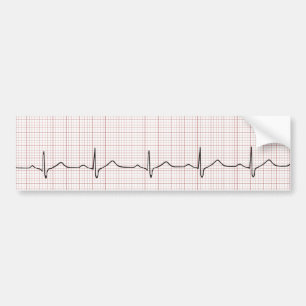 方眼紙のEKGの心拍、PhD (医者)の脈拍 バンパーステッカー