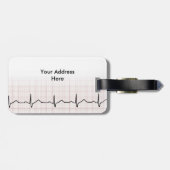 方眼紙のEKGの心拍、PhD (医者)の脈拍 ラゲッジタグ (裏面横)