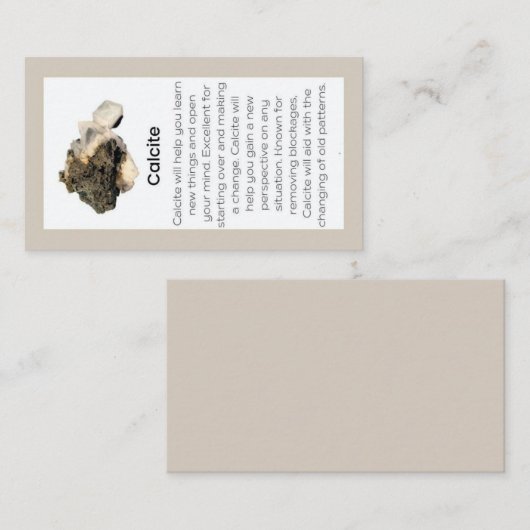 方解石結晶意味ジュエリー表示原石 名刺 (正面/裏面)