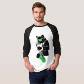 方針サクソフォーン猫-緑 Tシャツ (正面フル)