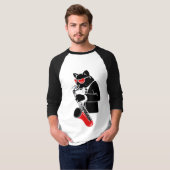 方針サクソフォーン猫-赤 Tシャツ (正面フル)