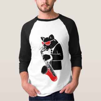 方針サクソフォーン猫-赤 Tシャツ