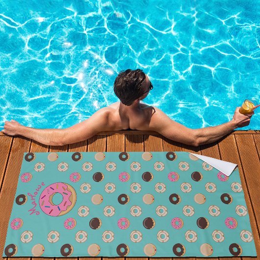 施釉ドーナツ名前をカスタムする ビーチタオル