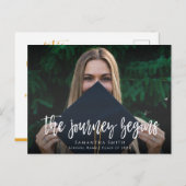 旅が始まる書モダン道写真の卒業 インビテーションポストカード (正面/裏面)