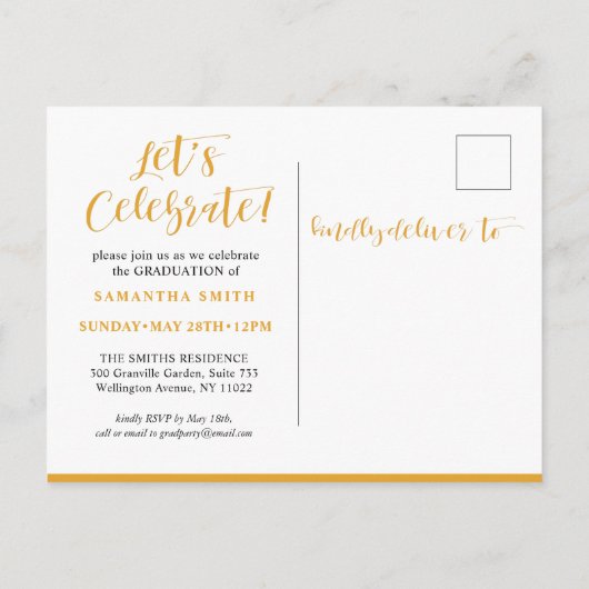 旅が始まる書モダン道写真の卒業 インビテーションポストカード (裏面)