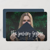 旅が始まる書モダン道写真の卒業 案内状 (正面/裏面)