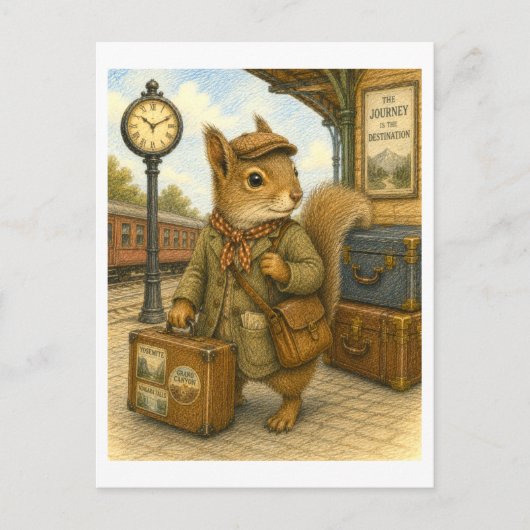 旅するリスイラスト ポストカード (正面)