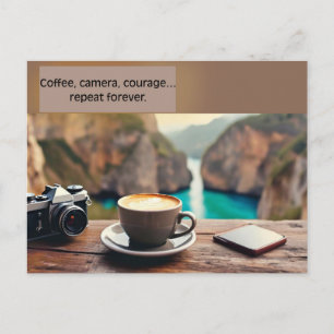旅する写真家のための名言 コーヒーとカメラと勇気 ポストカード